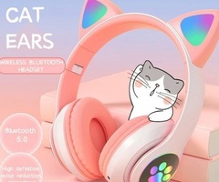 Безжични Bluetooth слушалки със светещи котешки ушички